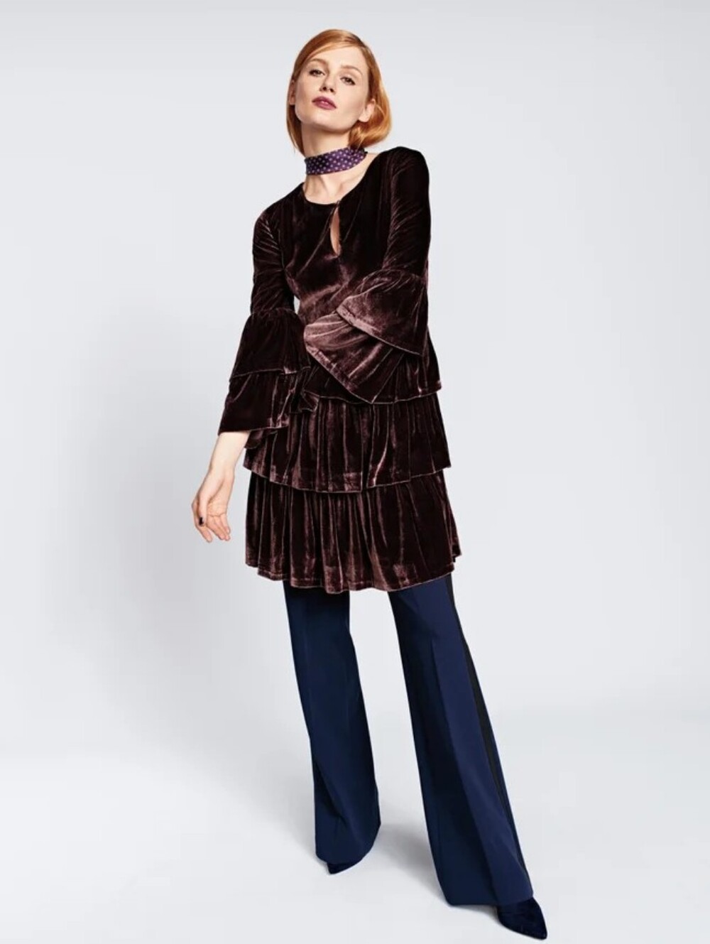 Banana Republic × Olivia Palermo Navy Flare Trousers | Racer Stripe | Lace Up 12